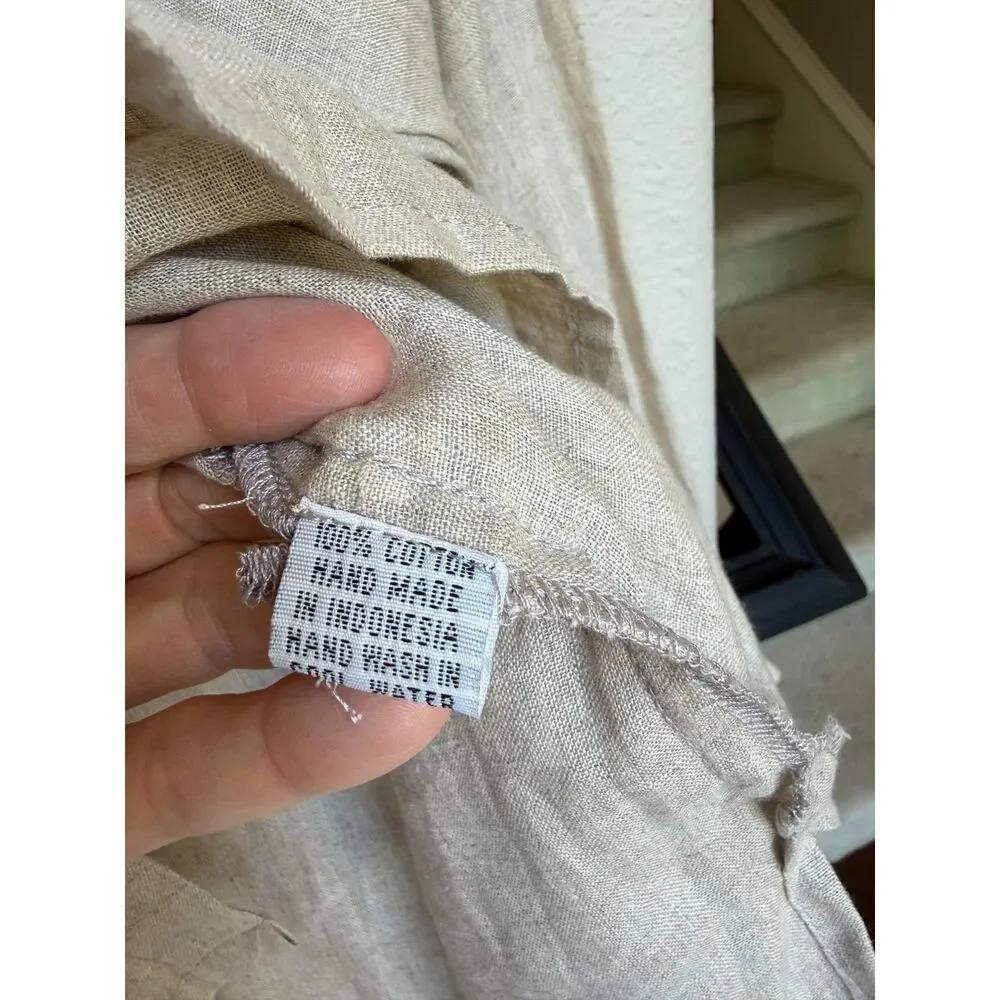 NWOT Cleobella Flax Beige Cotton Blouse Bishop Sleeve - Sz Small - Picture 6 of 6
